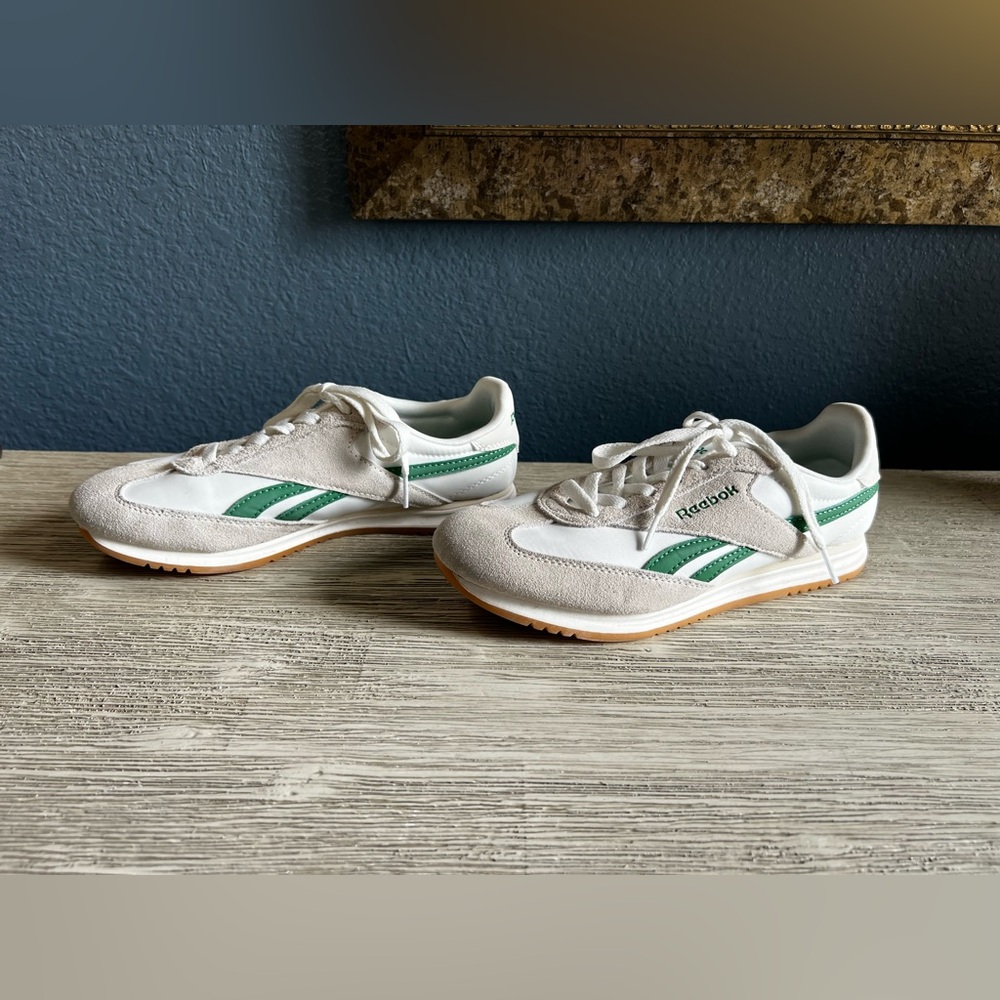Reebok White and Green Sneakers